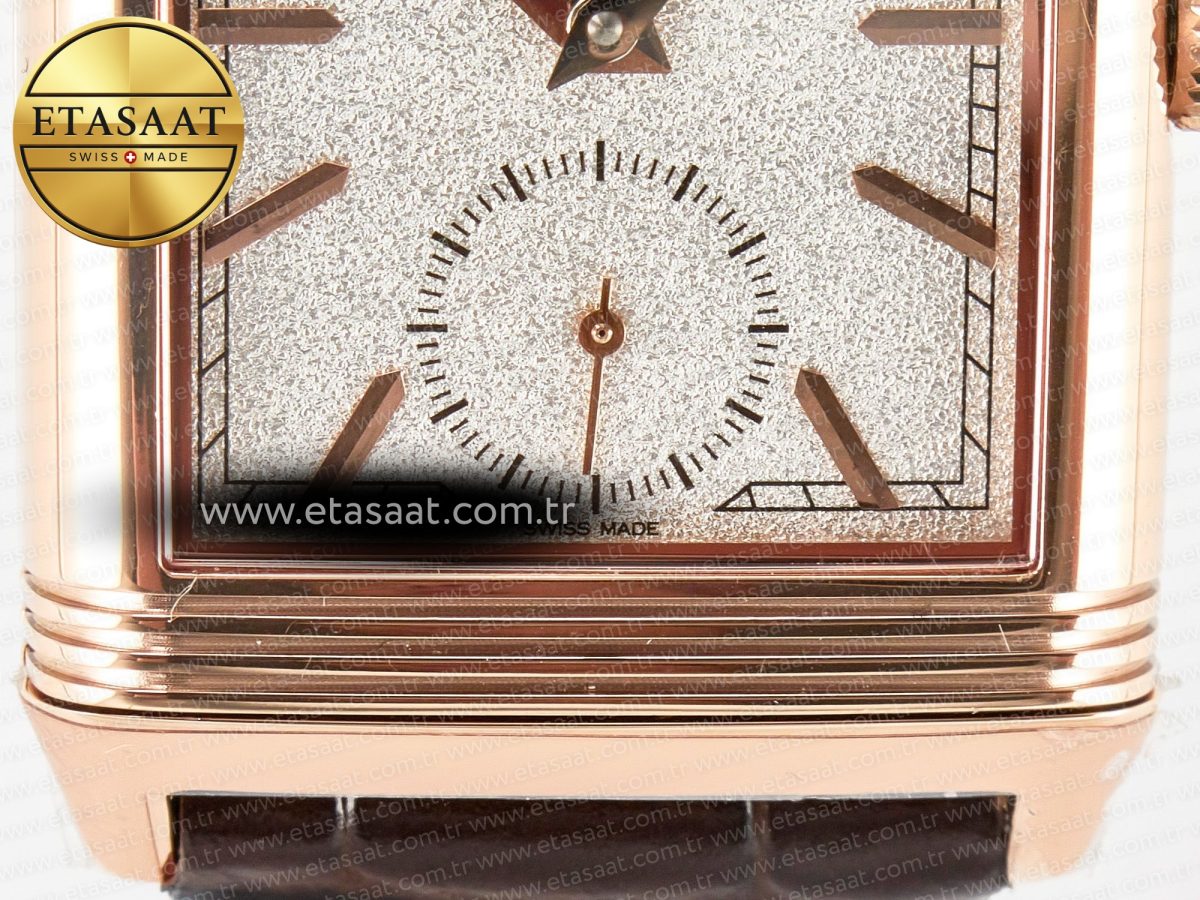 Reverso Tribute Duoface Small Seconds RG MGF Best Edition White Spray Paint Dial on Black Leather Strap A854A - Görsel 16