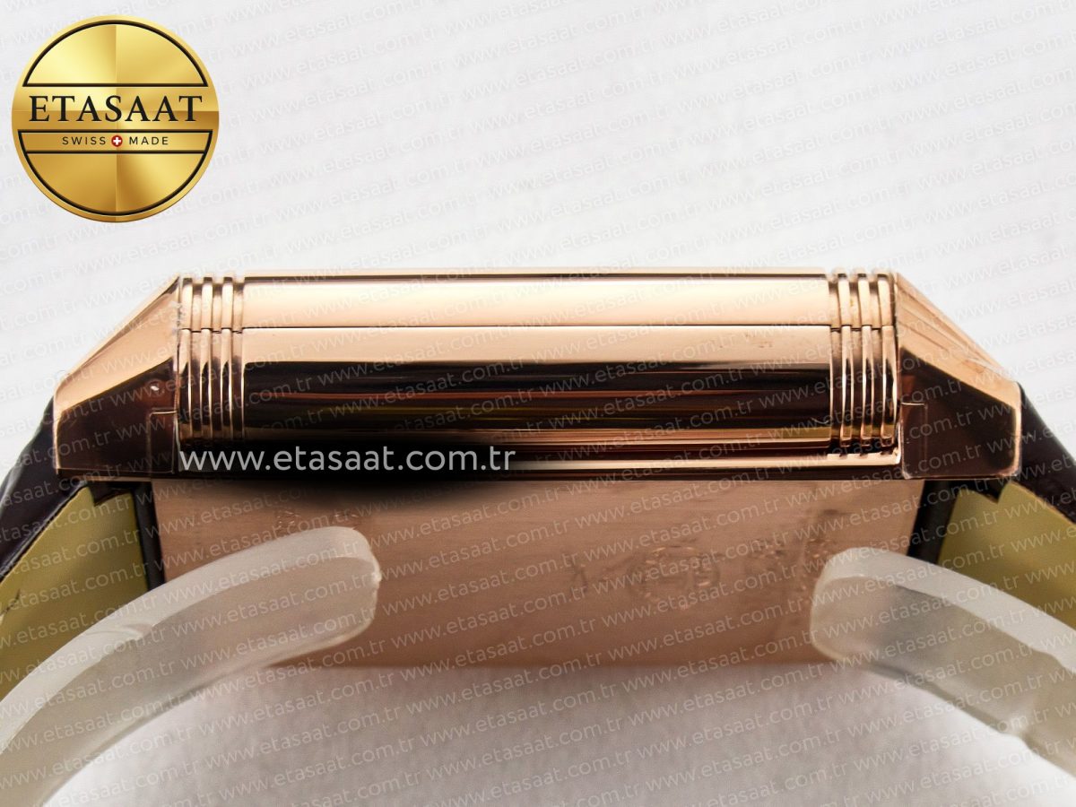 Reverso Tribute Duoface Small Seconds RG MGF Best Edition White Spray Paint Dial on Black Leather Strap A854A - Görsel 17