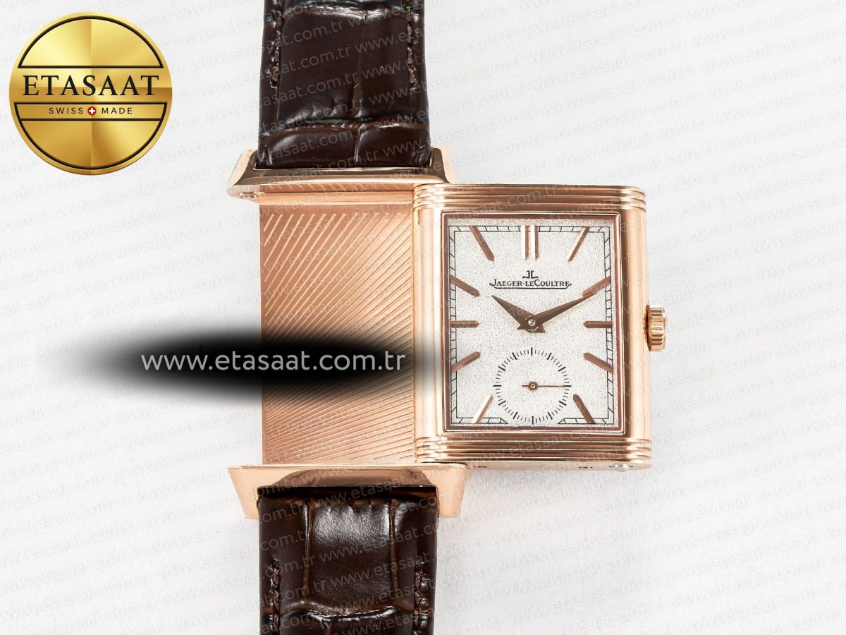 Reverso Tribute Duoface Small Seconds RG MGF Best Edition White Spray Paint Dial on Black Leather Strap A854A - Görsel 5