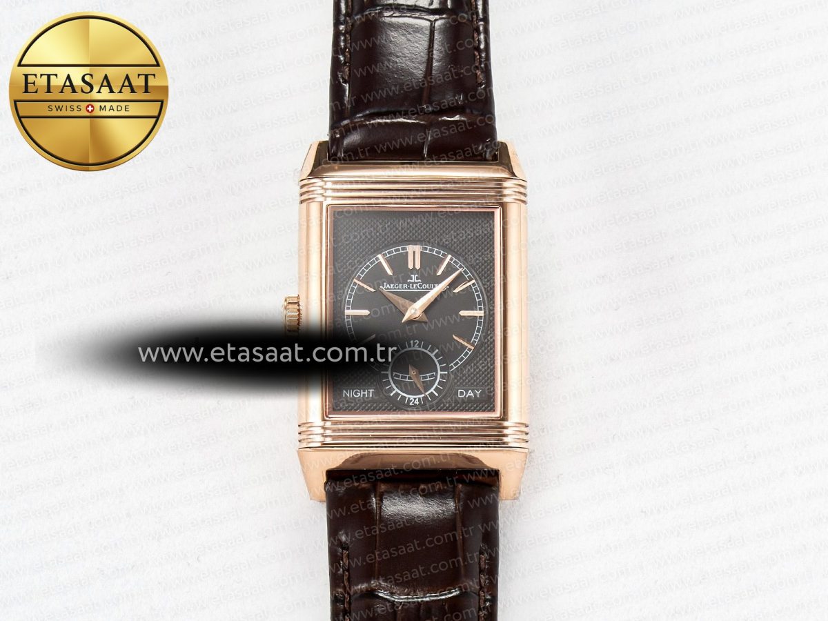 Reverso Tribute Duoface Small Seconds RG MGF Best Edition White Spray Paint Dial on Black Leather Strap A854A - Görsel 6