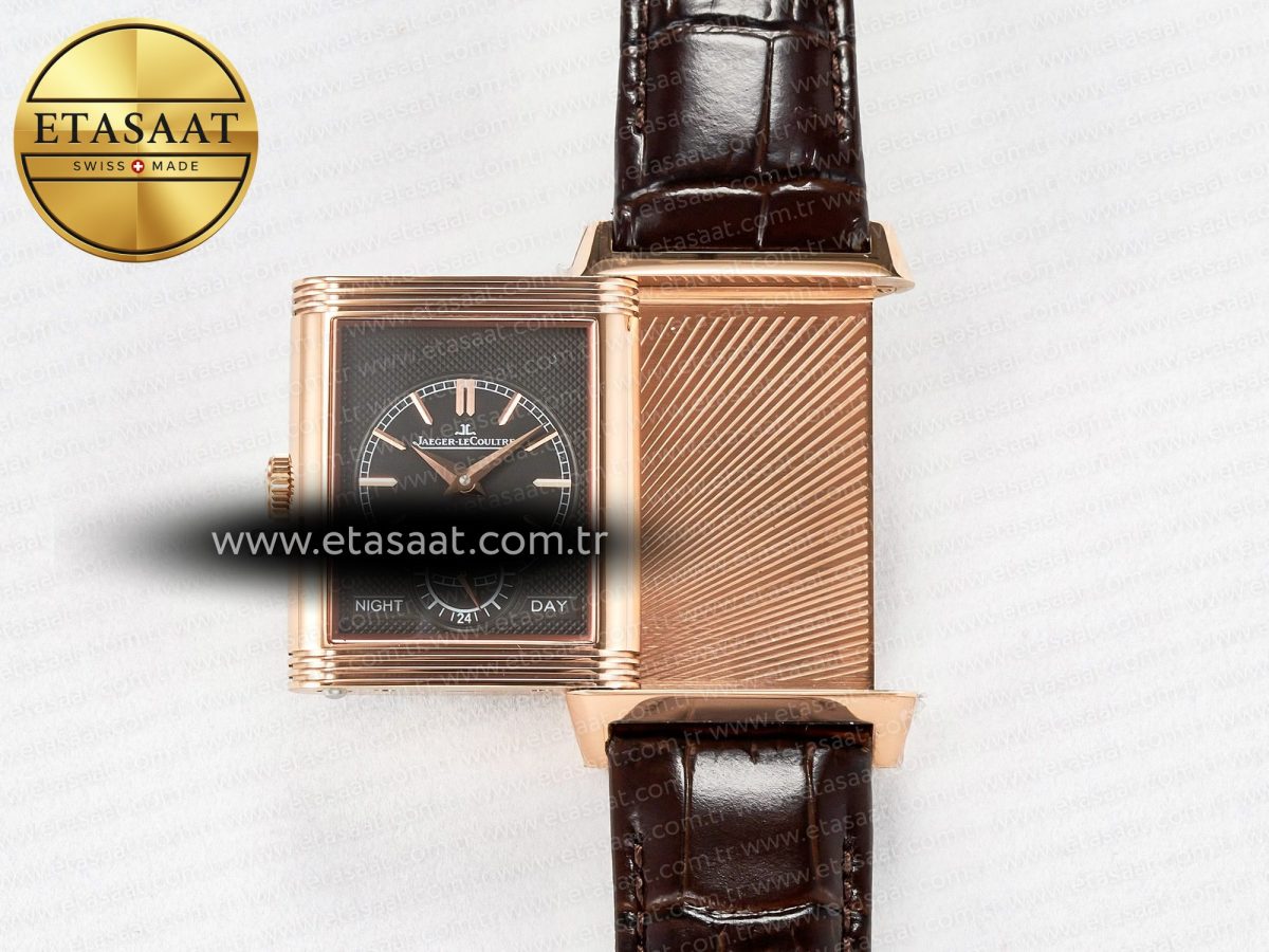 Reverso Tribute Duoface Small Seconds RG MGF Best Edition White Spray Paint Dial on Black Leather Strap A854A - Görsel 7