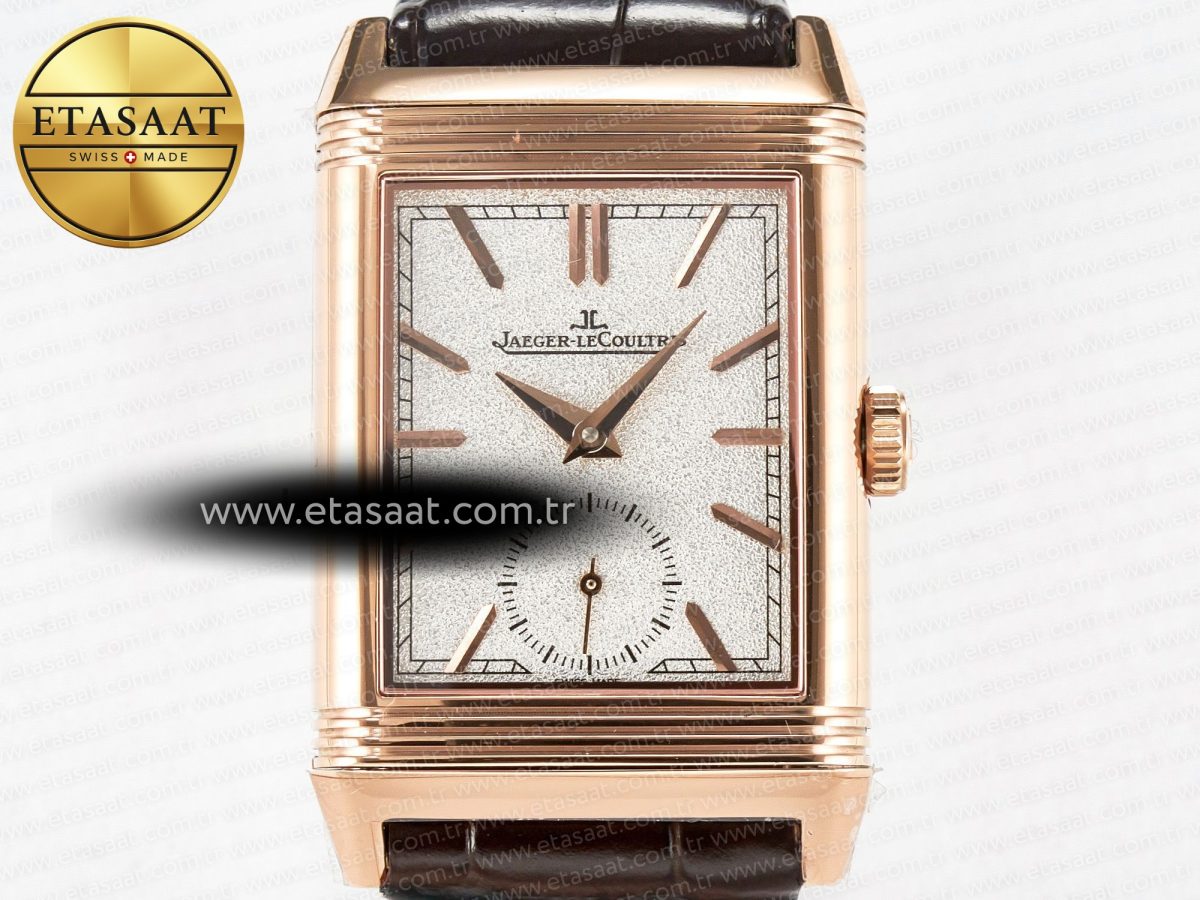 Reverso Tribute Duoface Small Seconds RG MGF Best Edition White Spray Paint Dial on Black Leather Strap A854A - Görsel 8
