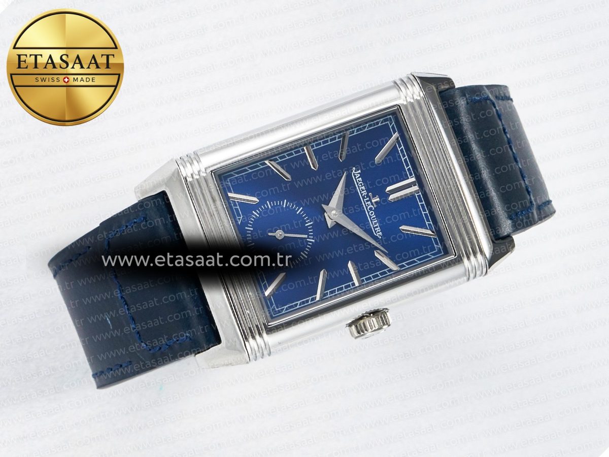 Reverso Tribute Duoface Small Seconds SS MGF Best Edition Blue Dial on Blue Leather Strap A854A - Görsel 12