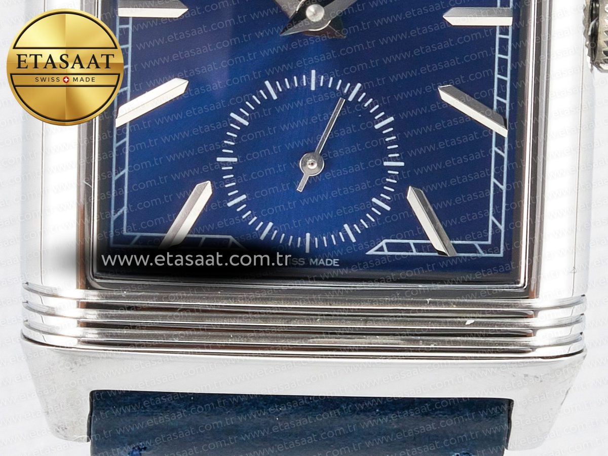 Reverso Tribute Duoface Small Seconds SS MGF Best Edition Blue Dial on Blue Leather Strap A854A - Görsel 16