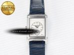 Reverso Tribute Duoface Small Seconds SS MGF Best Edition Blue Dial on Blue Leather Strap A854A - Görsel 6
