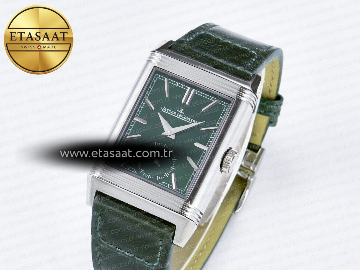 Reverso Tribute Duoface Small Seconds SS MGF Best Edition Green Dial on Green Leather Strap A854A - Görsel 1