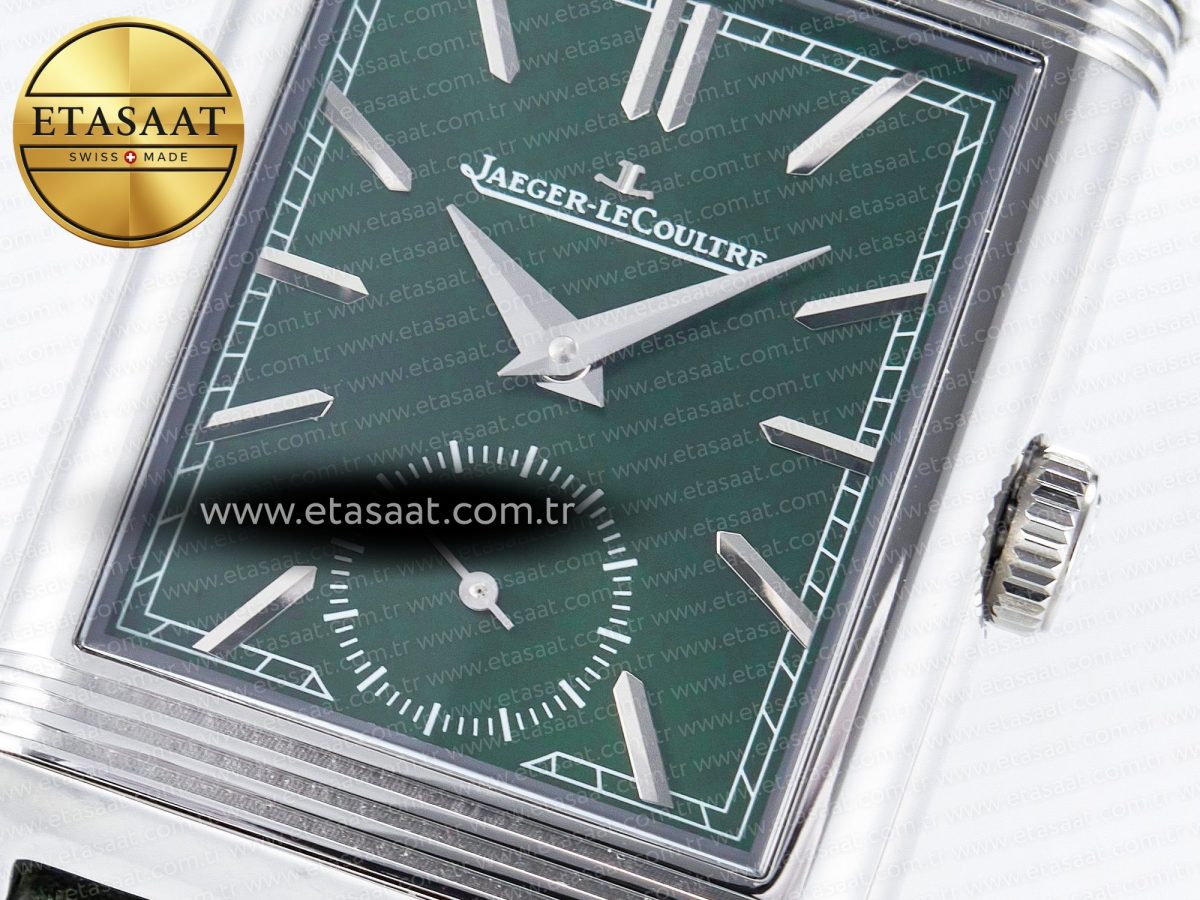 Reverso Tribute Duoface Small Seconds SS MGF Best Edition Green Dial on Green Leather Strap A854A - Görsel 14