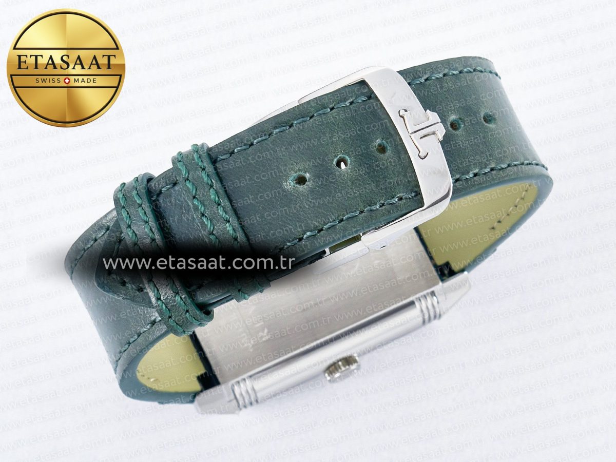 Reverso Tribute Duoface Small Seconds SS MGF Best Edition Green Dial on Green Leather Strap A854A - Görsel 19