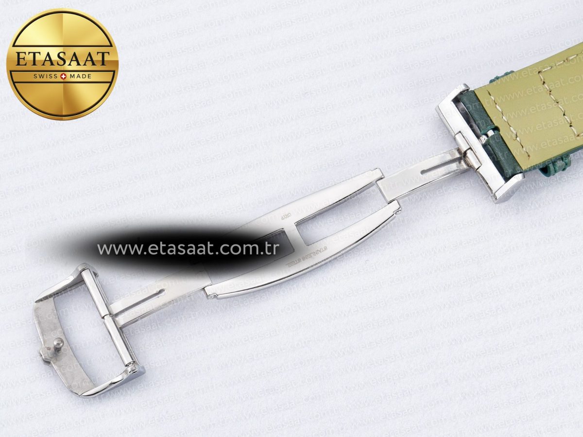 Reverso Tribute Duoface Small Seconds SS MGF Best Edition Green Dial on Green Leather Strap A854A - Görsel 27