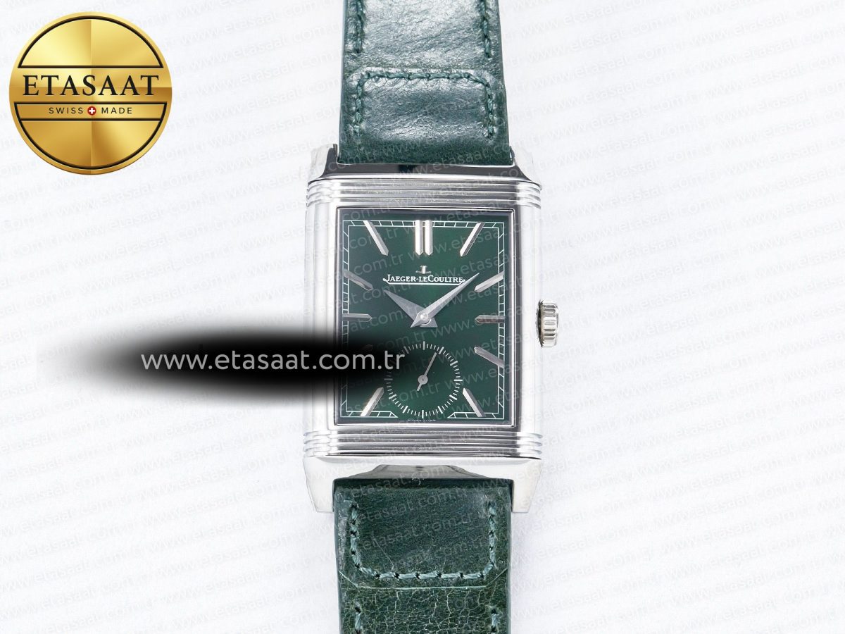 Reverso Tribute Duoface Small Seconds SS MGF Best Edition Green Dial on Green Leather Strap A854A - Görsel 4