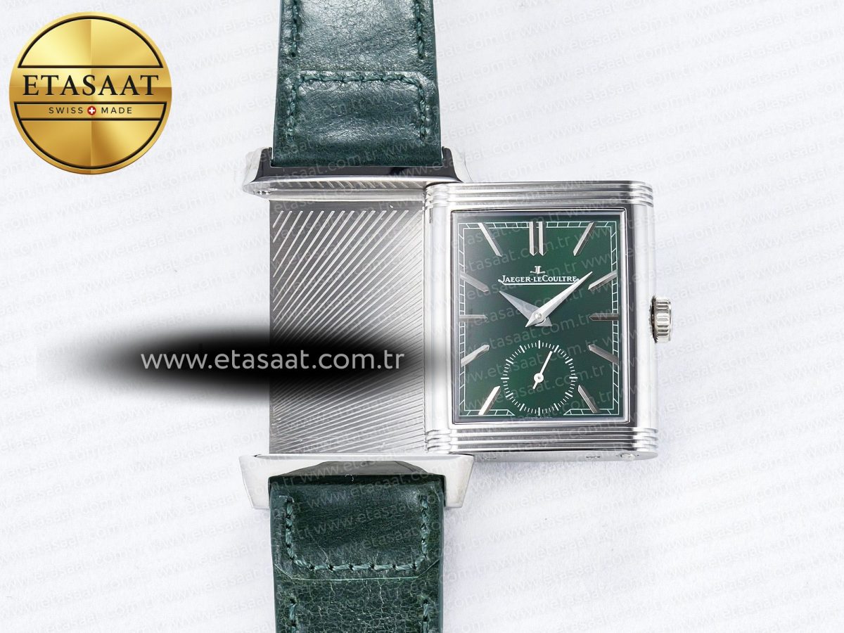 Reverso Tribute Duoface Small Seconds SS MGF Best Edition Green Dial on Green Leather Strap A854A - Görsel 5