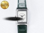 Reverso Tribute Duoface Small Seconds SS MGF Best Edition Green Dial on Green Leather Strap A854A - Görsel 6