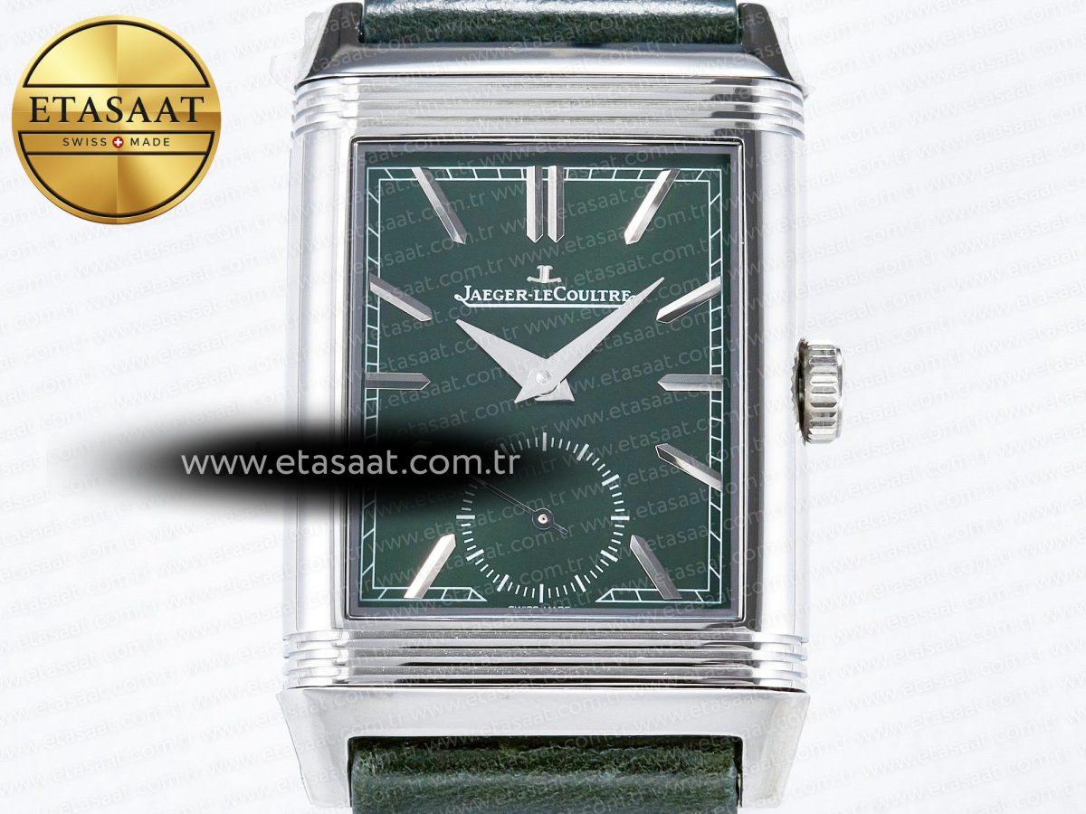 Reverso Tribute Duoface Small Seconds SS MGF Best Edition Green Dial on Green Leather Strap A854A - Görsel 8