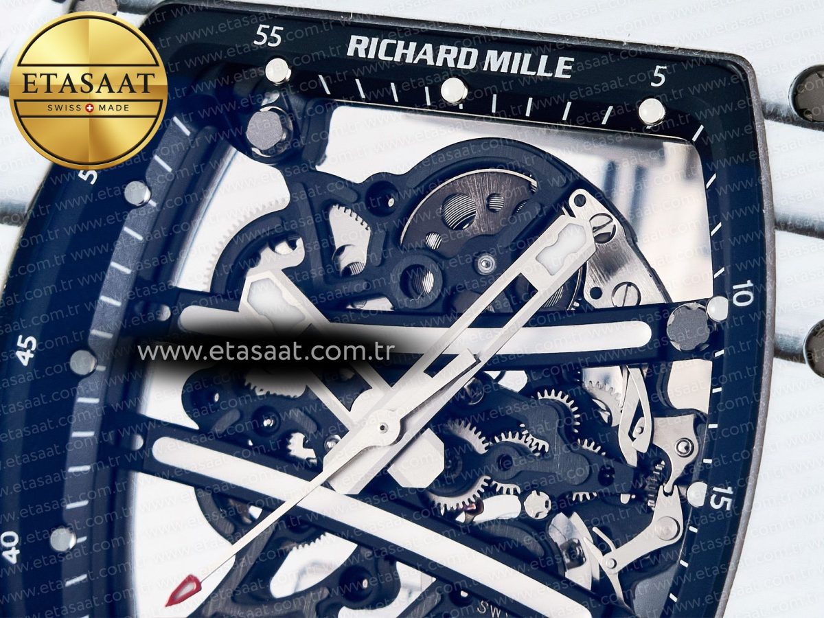 RM 61-01 Yohan Blake White NTPT ZF 1:1 Best Edition on Black Rubber Strap RMUL2 Super Clone - Görsel 10
