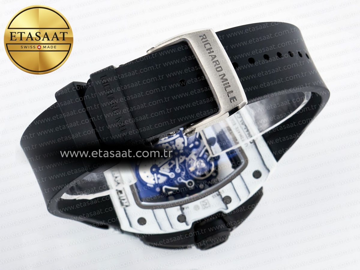 RM 61-01 Yohan Blake White NTPT ZF 1:1 Best Edition on Black Rubber Strap RMUL2 Super Clone - Görsel 15