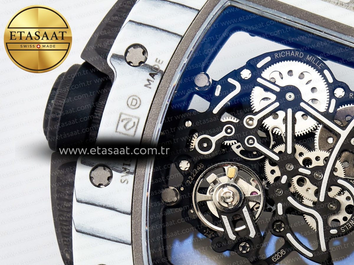 RM 61-01 Yohan Blake White NTPT ZF 1:1 Best Edition on Black Rubber Strap RMUL2 Super Clone - Görsel 18
