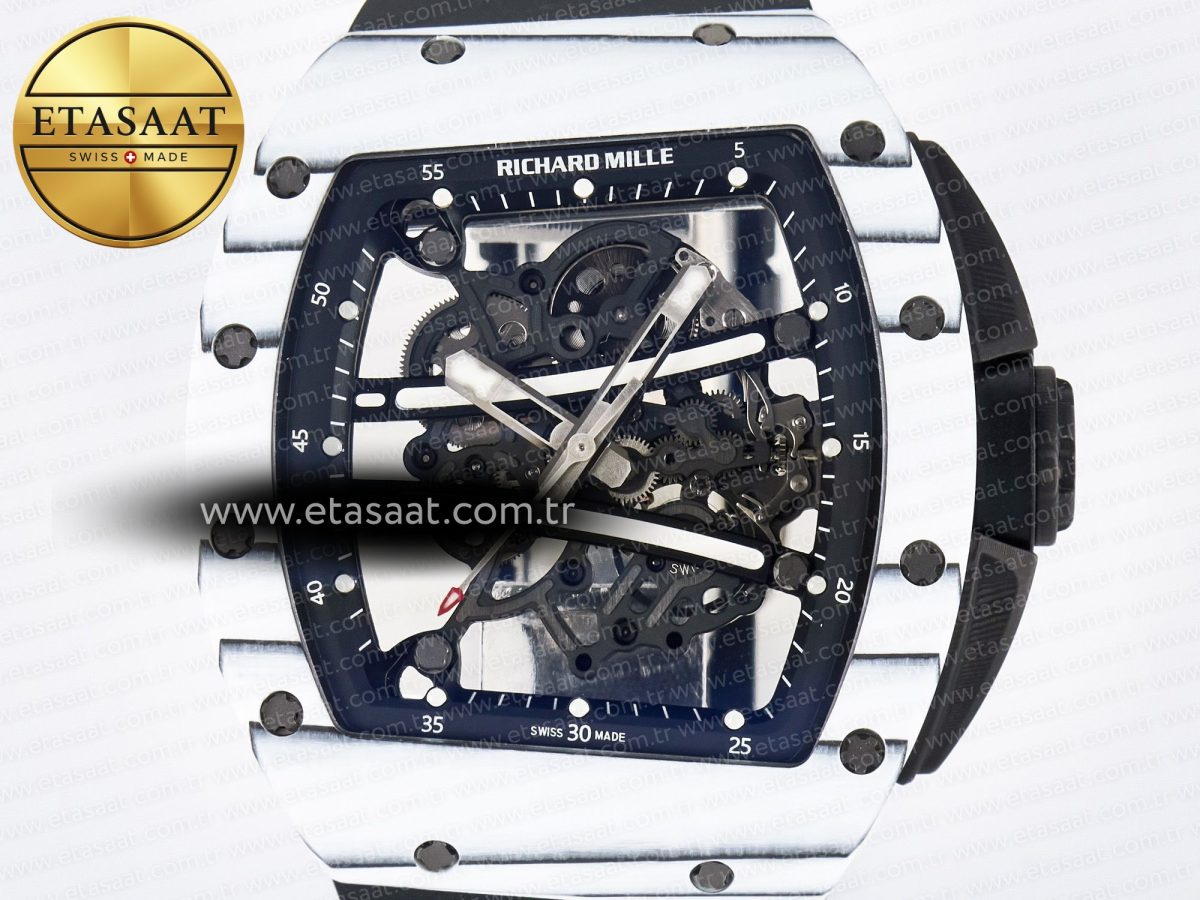 RM 61-01 Yohan Blake White NTPT ZF 1:1 Best Edition on Black Rubber Strap RMUL2 Super Clone - Görsel 4