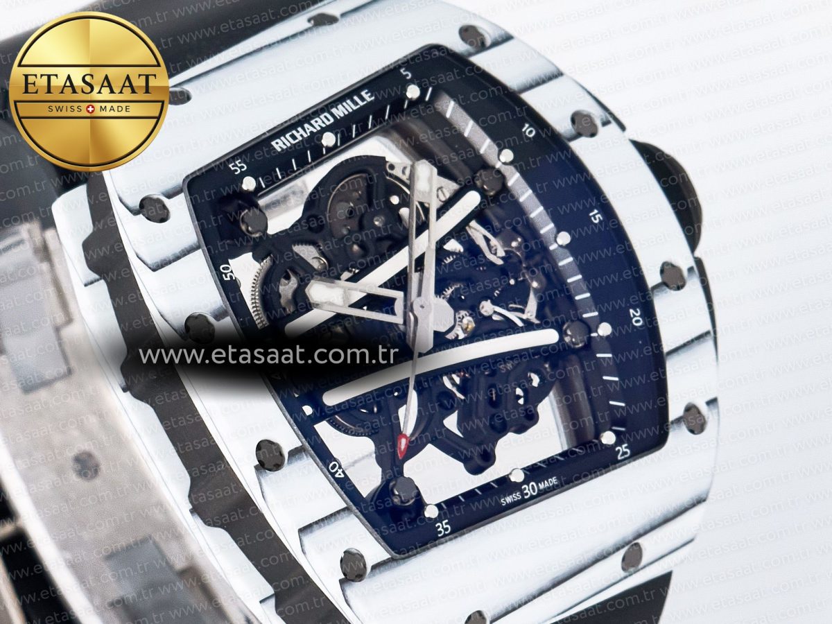RM 61-01 Yohan Blake White NTPT ZF 1:1 Best Edition on Black Rubber Strap RMUL2 Super Clone - Görsel 5