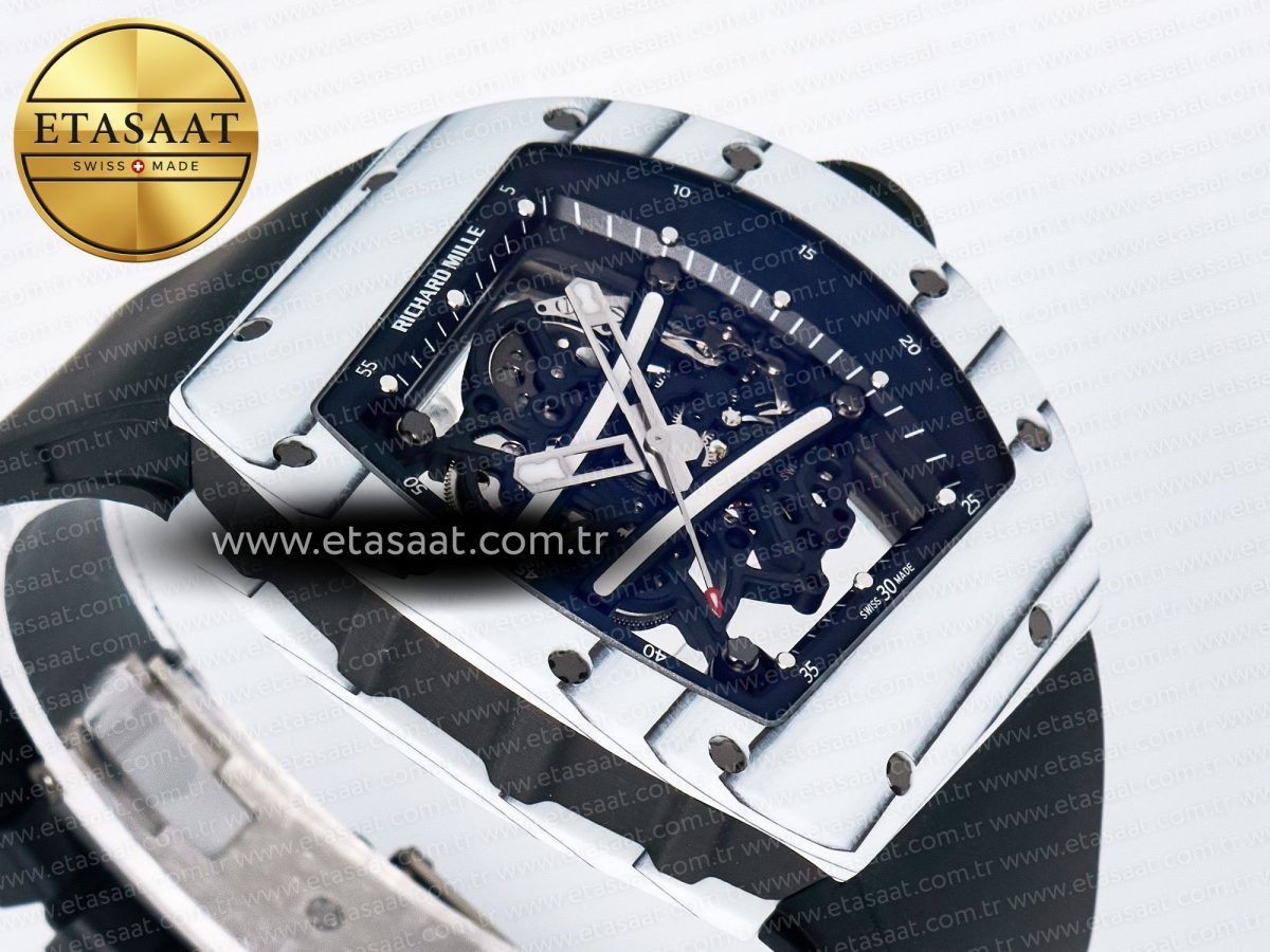 RM 61-01 Yohan Blake White NTPT ZF 1:1 Best Edition on Black Rubber Strap RMUL2 Super Clone - Görsel 7