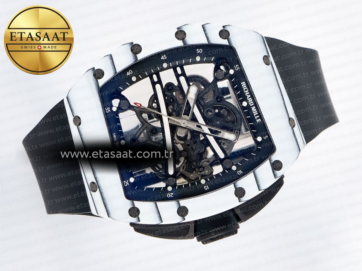 RM 61-01 Yohan Blake White NTPT ZF 1:1 Best Edition on Black Rubber Strap RMUL2 Super Clone - Görsel 8
