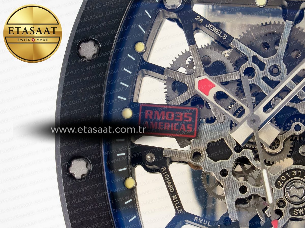 RM035-02 Black Ceramic SONIC Best Edition Skeleton Dial on Black Rubber Strap Clone RMUL1 - Görsel 10