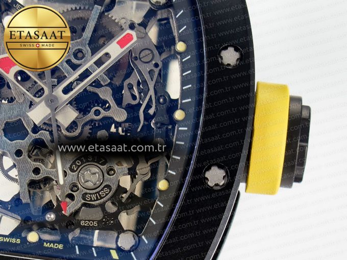 RM035-02 Black Ceramic SONIC Best Edition Skeleton Dial on Black Rubber Strap Clone RMUL1 - Görsel 12