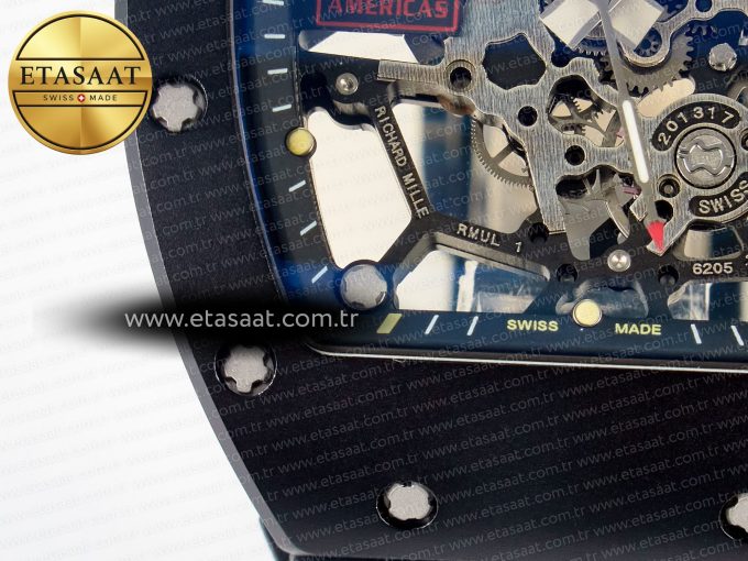 RM035-02 Black Ceramic SONIC Best Edition Skeleton Dial on Black Rubber Strap Clone RMUL1 - Görsel 13