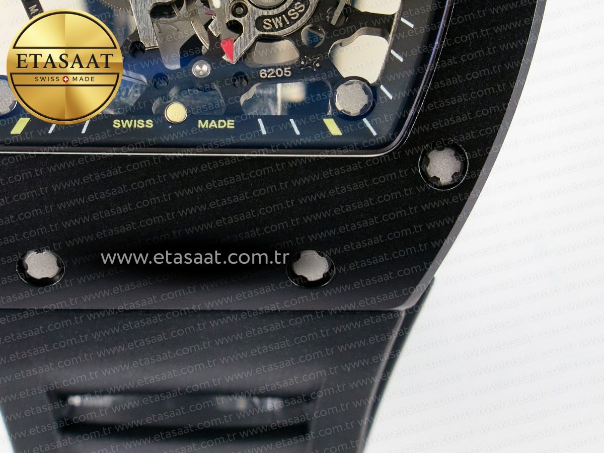 RM035-02 Black Ceramic SONIC Best Edition Skeleton Dial on Black Rubber Strap Clone RMUL1 - Görsel 14