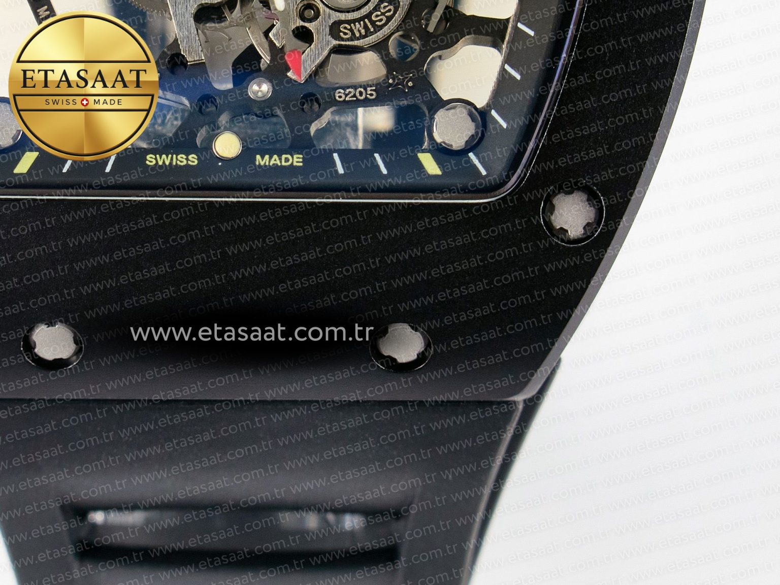 RM035-02 Black Ceramic SONIC Best Edition Skeleton Dial on Black Rubber Strap Clone RMUL1 - Görsel 14