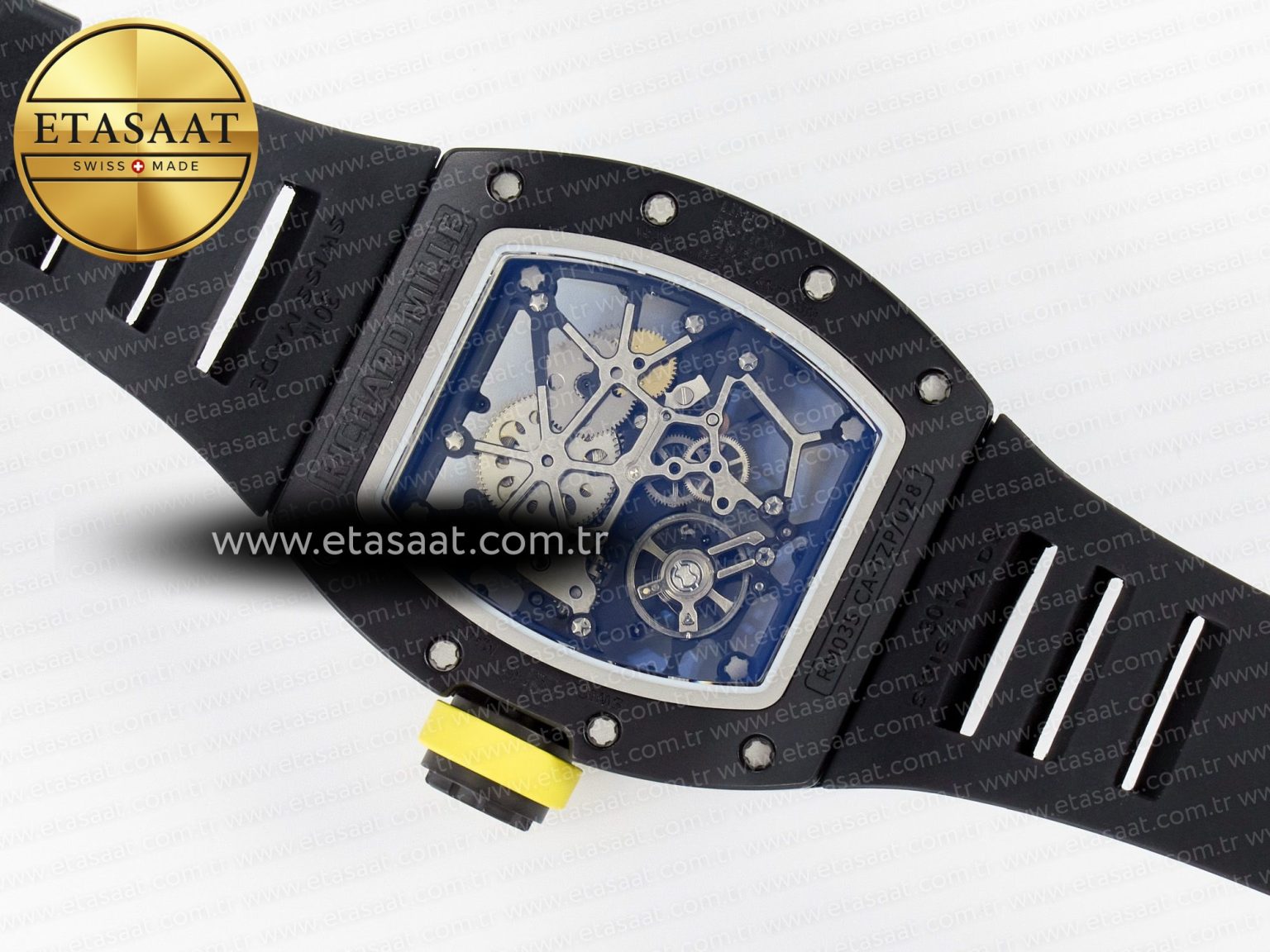 RM035-02 Black Ceramic SONIC Best Edition Skeleton Dial on Black Rubber Strap Clone RMUL1 - Görsel 18