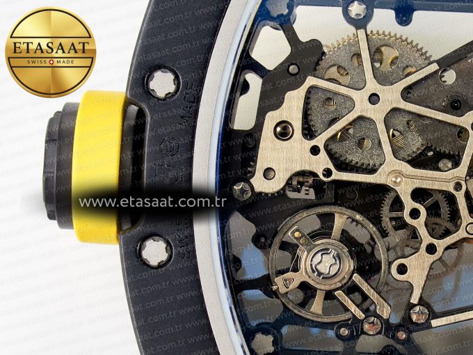 RM035-02 Black Ceramic SONIC Best Edition Skeleton Dial on Black Rubber Strap Clone RMUL1 - Görsel 19