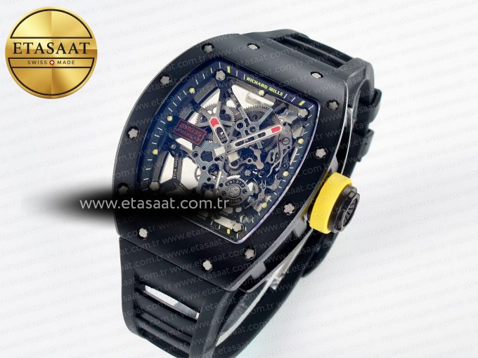 RM035-02 Black Ceramic SONIC Best Edition Skeleton Dial on Black Rubber Strap Clone RMUL1 - Görsel 2
