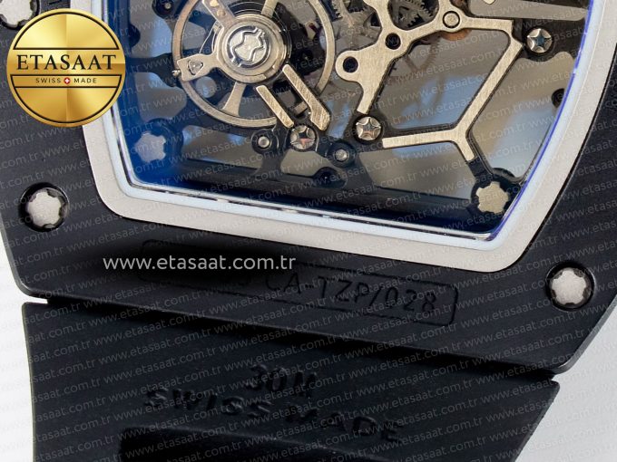 RM035-02 Black Ceramic SONIC Best Edition Skeleton Dial on Black Rubber Strap Clone RMUL1 - Görsel 21