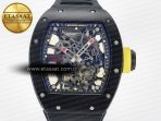 RM035-02 Black Ceramic SONIC Best Edition Skeleton Dial on Black Rubber Strap Clone RMUL1 - Görsel 4