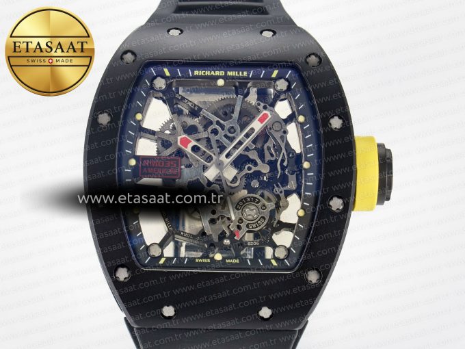 RM035-02 Black Ceramic SONIC Best Edition Skeleton Dial on Black Rubber Strap Clone RMUL1 - Görsel 4