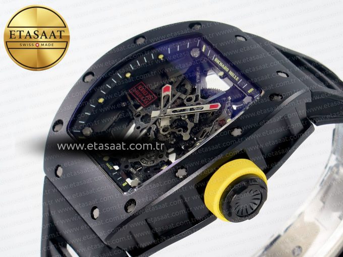 RM035-02 Black Ceramic SONIC Best Edition Skeleton Dial on Black Rubber Strap Clone RMUL1 - Görsel 6