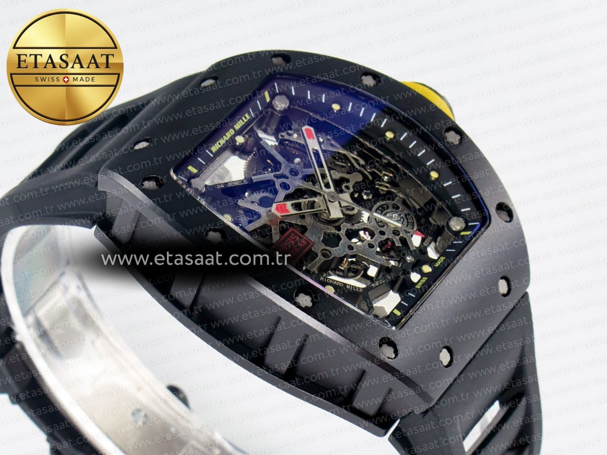 RM035-02 Black Ceramic SONIC Best Edition Skeleton Dial on Black Rubber Strap Clone RMUL1 - Görsel 7