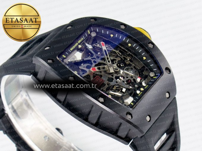 RM035-02 Black Ceramic SONIC Best Edition Skeleton Dial on Black Rubber Strap Clone RMUL1 - Görsel 7