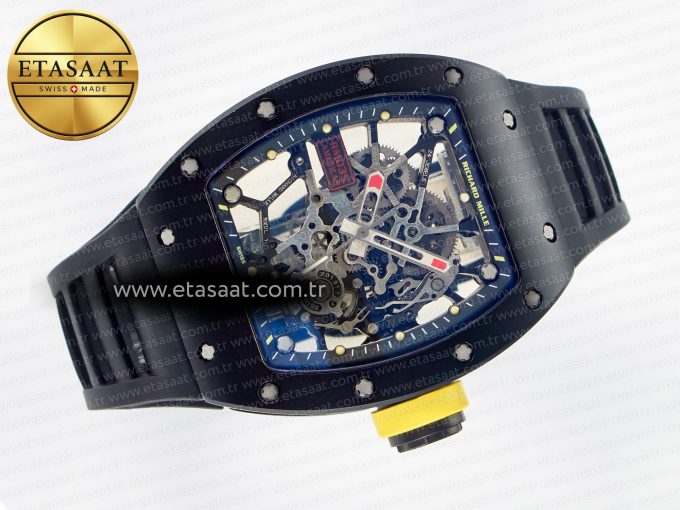 RM035-02 Black Ceramic SONIC Best Edition Skeleton Dial on Black Rubber Strap Clone RMUL1 - Görsel 8