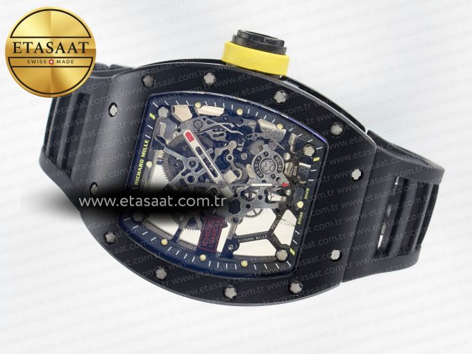 RM035-02 Black Ceramic SONIC Best Edition Skeleton Dial on Black Rubber Strap Clone RMUL1 - Görsel 9