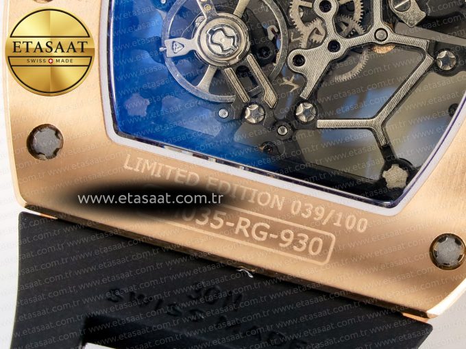 RM035-02 RG SONIC Best Edition Skeleton Dial on Black Rubber Strap Clone RMUL1 - Görsel 21