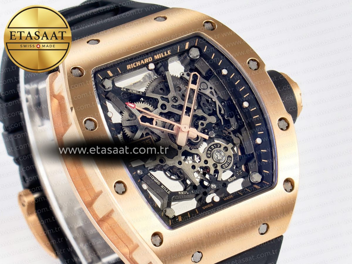 RM035-02 RG SONIC Best Edition Skeleton Dial on Black Rubber Strap Clone RMUL1 - Görsel 5