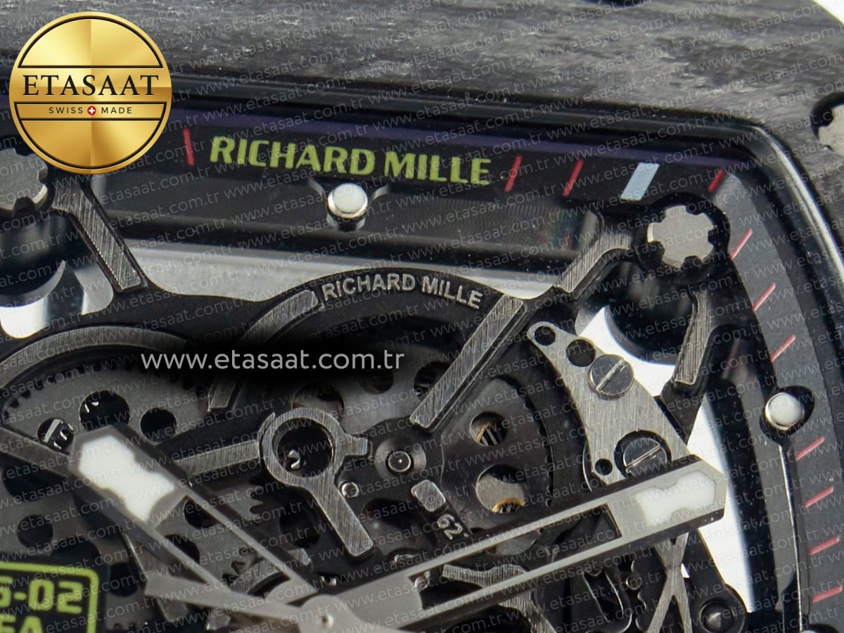 RM035 Carbon SONIC Best Edition Skeleton Dial on Black Rubber Strap Clone RMUL2 V2 - Görsel 10