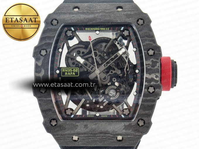 RM035 Carbon SONIC Best Edition Skeleton Dial on Black Rubber Strap Clone RMUL2 V2 - Görsel 4
