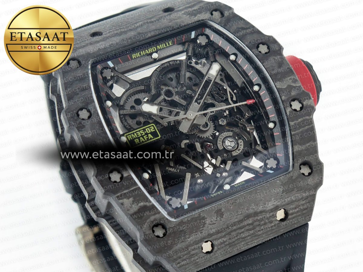 RM035 Carbon SONIC Best Edition Skeleton Dial on Black Rubber Strap Clone RMUL2 V2 - Görsel 5