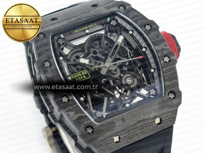 RM035 Carbon SONIC Best Edition Skeleton Dial on Black Rubber Strap Clone RMUL2 V2 - Görsel 5