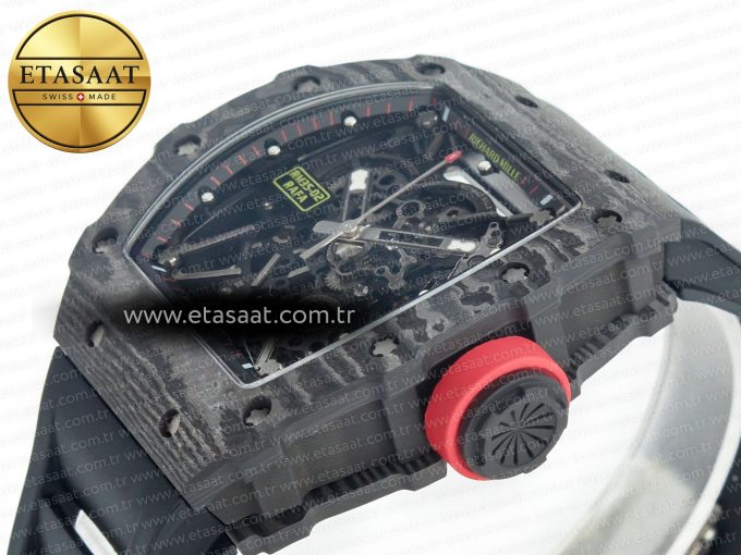 RM035 Carbon SONIC Best Edition Skeleton Dial on Black Rubber Strap Clone RMUL2 V2 - Görsel 6