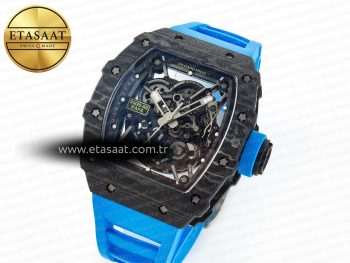 RM035 Carbon SONIC Best Edition Skeleton Dial on Blue Rubber Strap Clone RMUL2 V2