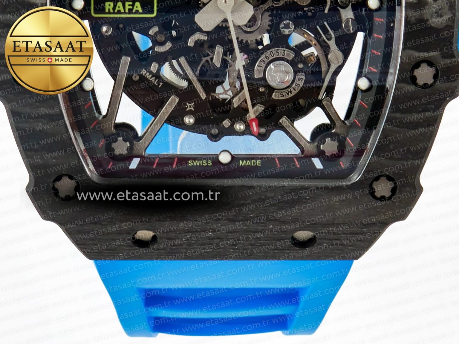 RM035 Carbon SONIC Best Edition Skeleton Dial on Blue Rubber Strap Clone RMUL2 V2 - Görsel 11