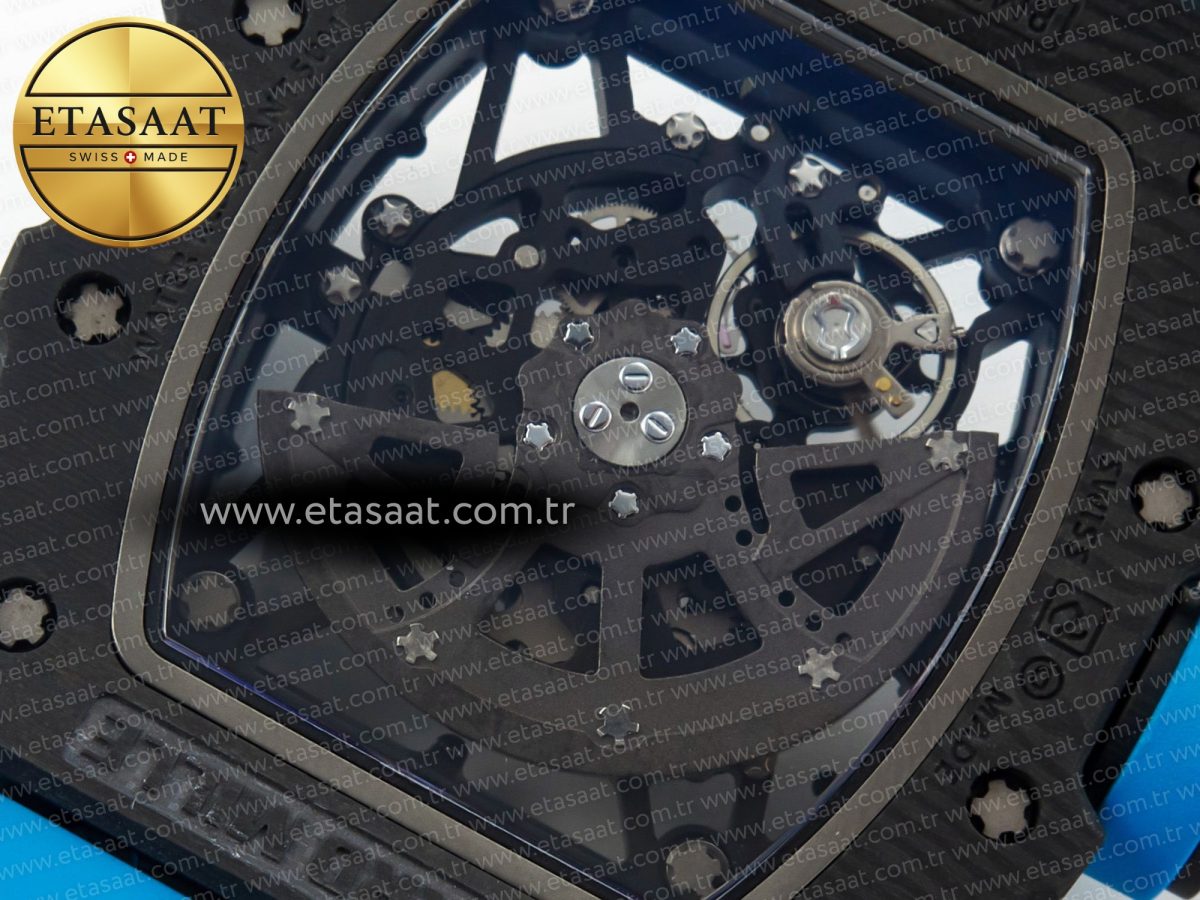 RM035 Carbon SONIC Best Edition Skeleton Dial on Blue Rubber Strap Clone RMUL2 V2 - Görsel 19